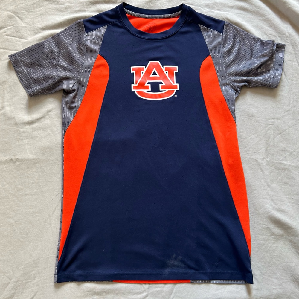 Auburn University Athletic Shirt Small Navy Orange Mesh Team Tee Performance Top